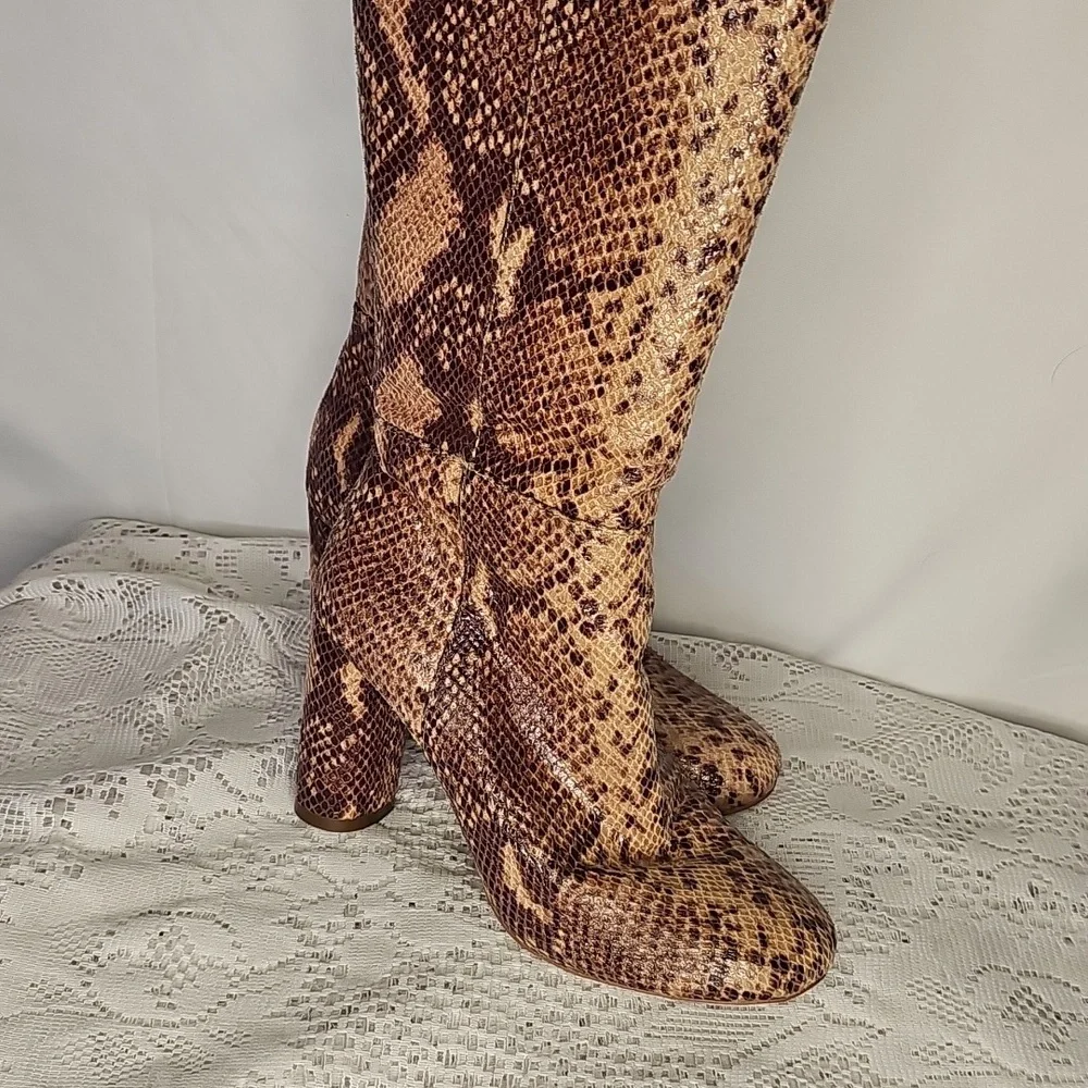 INC International Concepts Tyliee Embossed Snakeskin Over Thigh High Boots 5.5